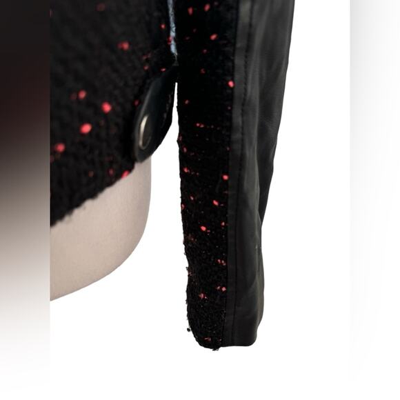 Express Faux Leather Jacket Cropped Tweed Motorcycle Edgy Urban Boho Biker Small - Picture 6 of 16